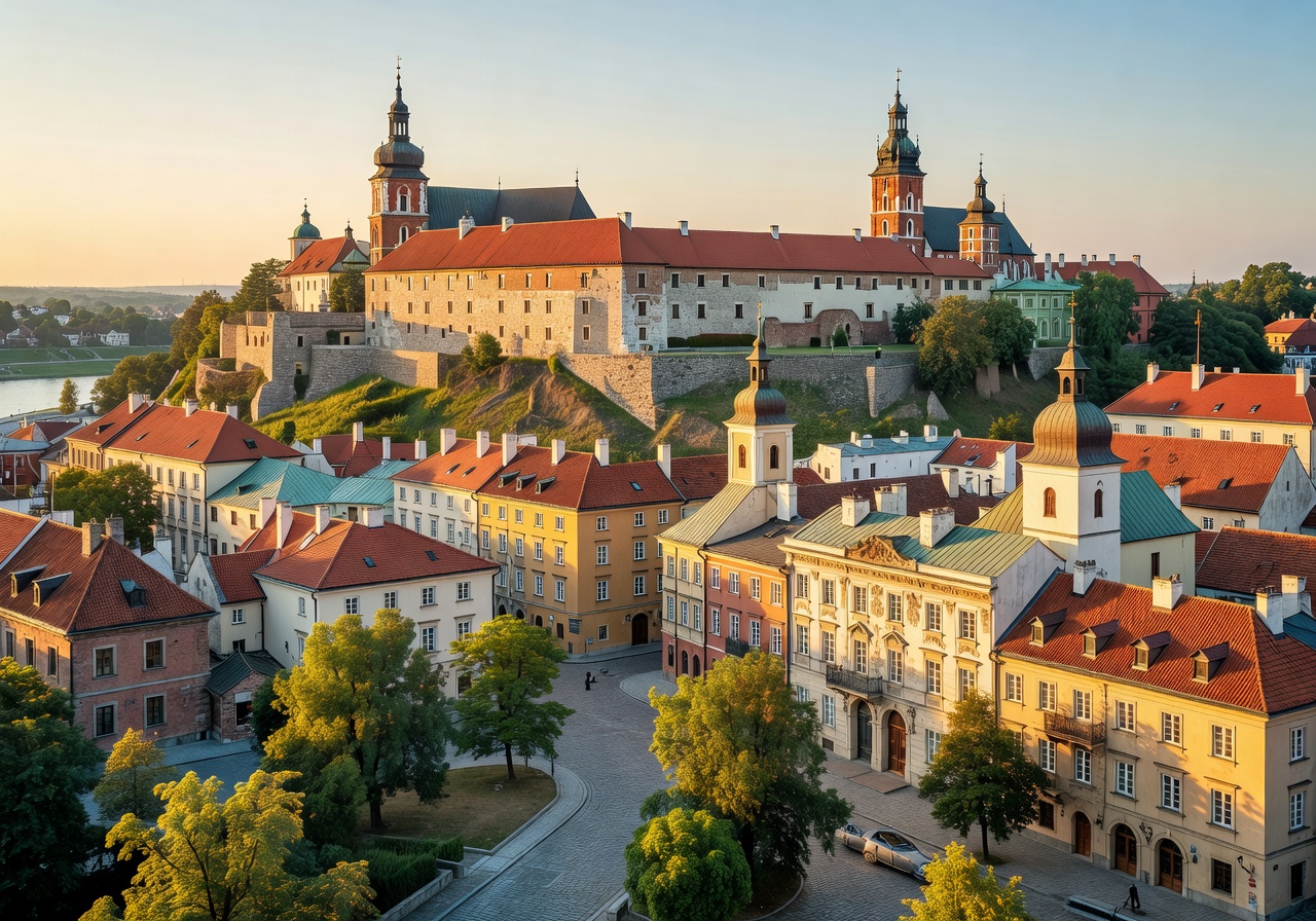 Historic Wawel Castle and Old Town in Krakow, Poland