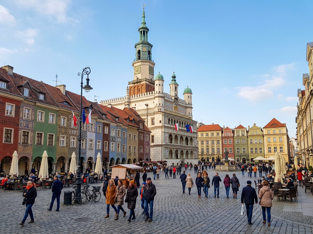Poznan Old Town Square with historic Renaissance Town Hall